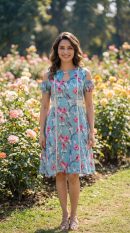 High frequency manifestation midi dress in minor blue cotton