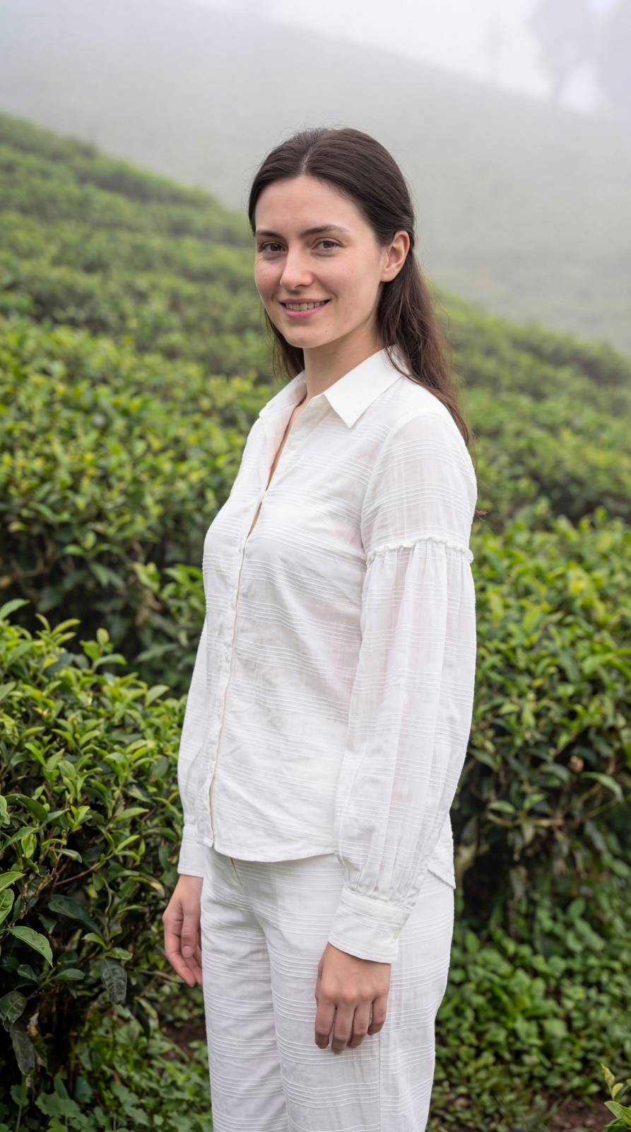 White Crush Cotton Puff Sleeve Shirt & Narrow Fit Pant Co-ord Set - Image 3