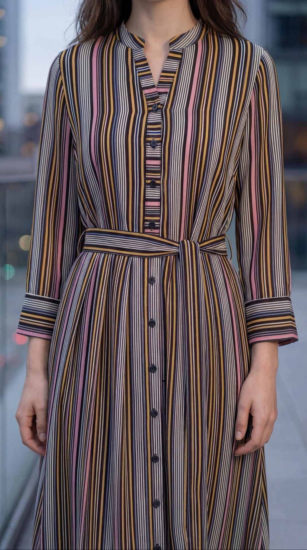 Outfit detail of Sunavyaa black georgette midi dress with Sunavyaa cufflink — Saturn Number 8 energised wrist anchor — sacred manifestation system