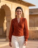 Numerology 1 Top – Red, Gold & Yellow Sun-Energised Georgette Top