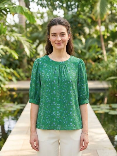 Numerology 5 Top – Green, Light Blue & Turquoise Mercury-Energised Crepe Top