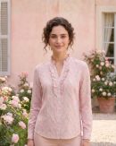Numerology 6 Top – Pink, White & Pastel Venus-Energised Frilled Shirt