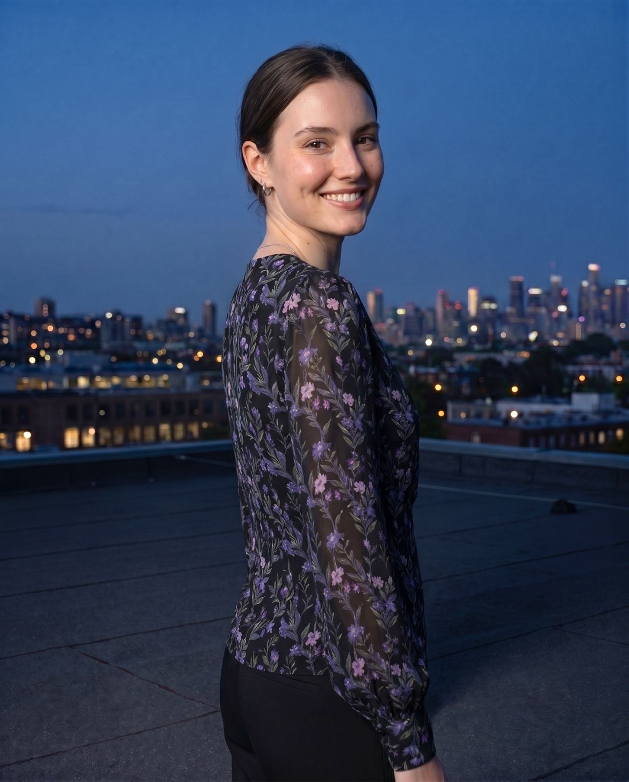 Numerology 8 Top – Black, Navy Blue & Dark Grey Saturn-Energised Georgette Power Top - Image 3