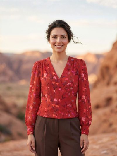 Numerology 9 Top – Red, Maroon & Crimson Mars-Energised Georgette Warrior Top
