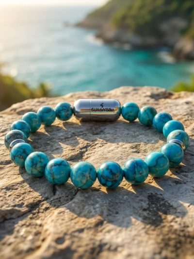 African Turquoise Single Crystal Bracelet | Silver MagSnap Amulet | Transformation, Evolution & Awakened Purpose