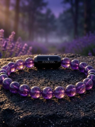Amethyst Single Crystal Bracelet | Black MagSnap Amulet | Intuition, Spiritual Protection & Calm