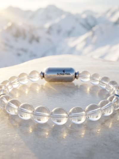 Spatik Crystal Quartz Single Crystal Bracelet | Silver MagSnap Amulet | The Master Healer & Master Number 22