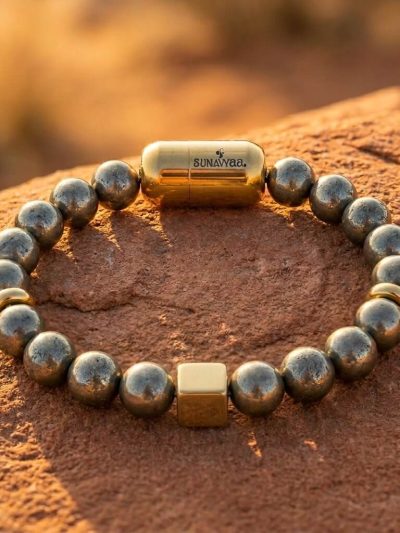 Pyrite Single Crystal Bracelet | Gold MagSnap Amulet | Wealth, Confidence & Unstoppable Ambition