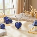 Lapis Lazuli Heart Pendant in Stainless Steel – Wisdom & Truth Crystal Necklace