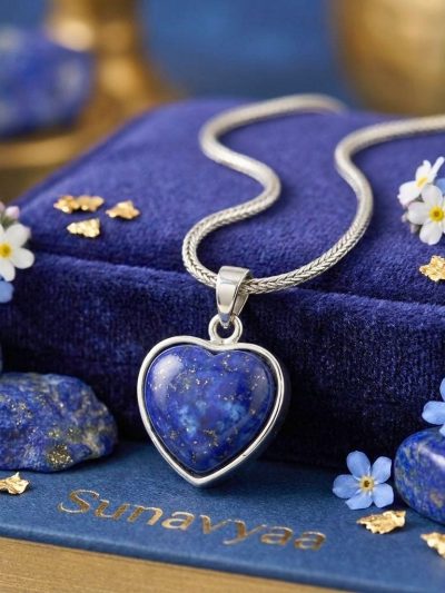 Lapis Lazuli Heart Pendant in Sterling Silver – Wisdom & Truth Crystal Necklace