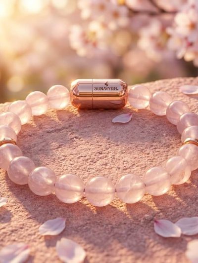 Rose Quartz Single Crystal Bracelet | Rose Gold MagSnap Amulet | Love, Compassion & Emotional Healing