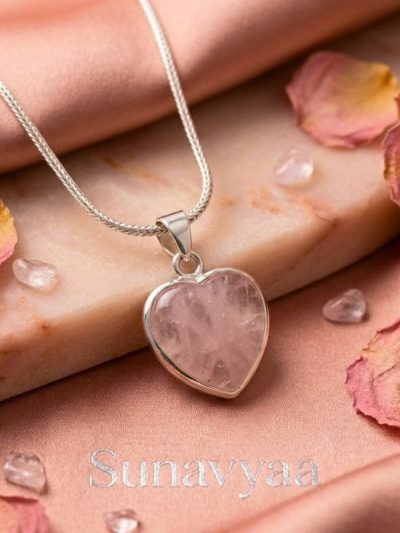 Rose Quartz Heart Pendant in Sterling Silver – Love & Healing Crystal Necklace