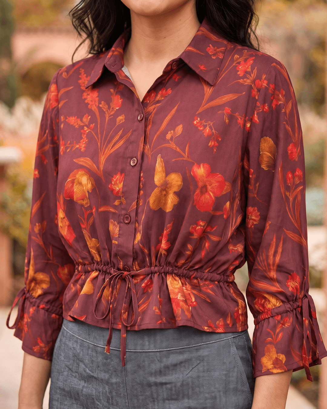 Aries Zodiac Top | Mars Energy Astrology Tee in Red & Maroon - Image 4