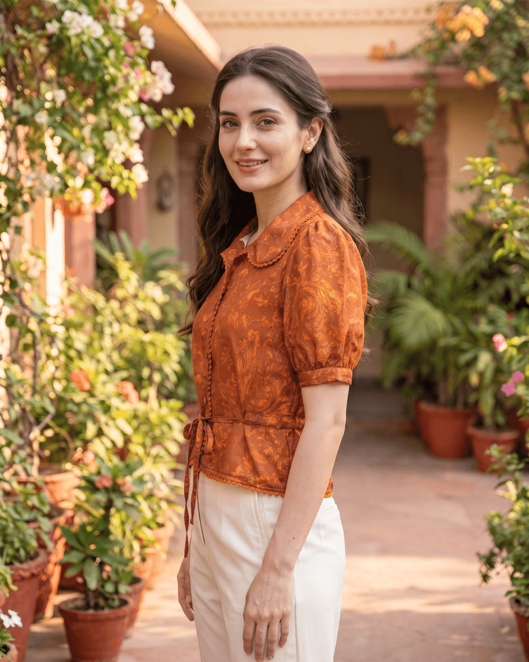 Leo Zodiac Top | Sun Radiance Astrology Tee in Gold, Saffron & Orange - Image 2