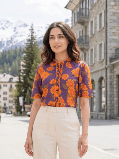 Mars Planet Power Top | Mangal Graha Top | Purple Orange Planetary Tee