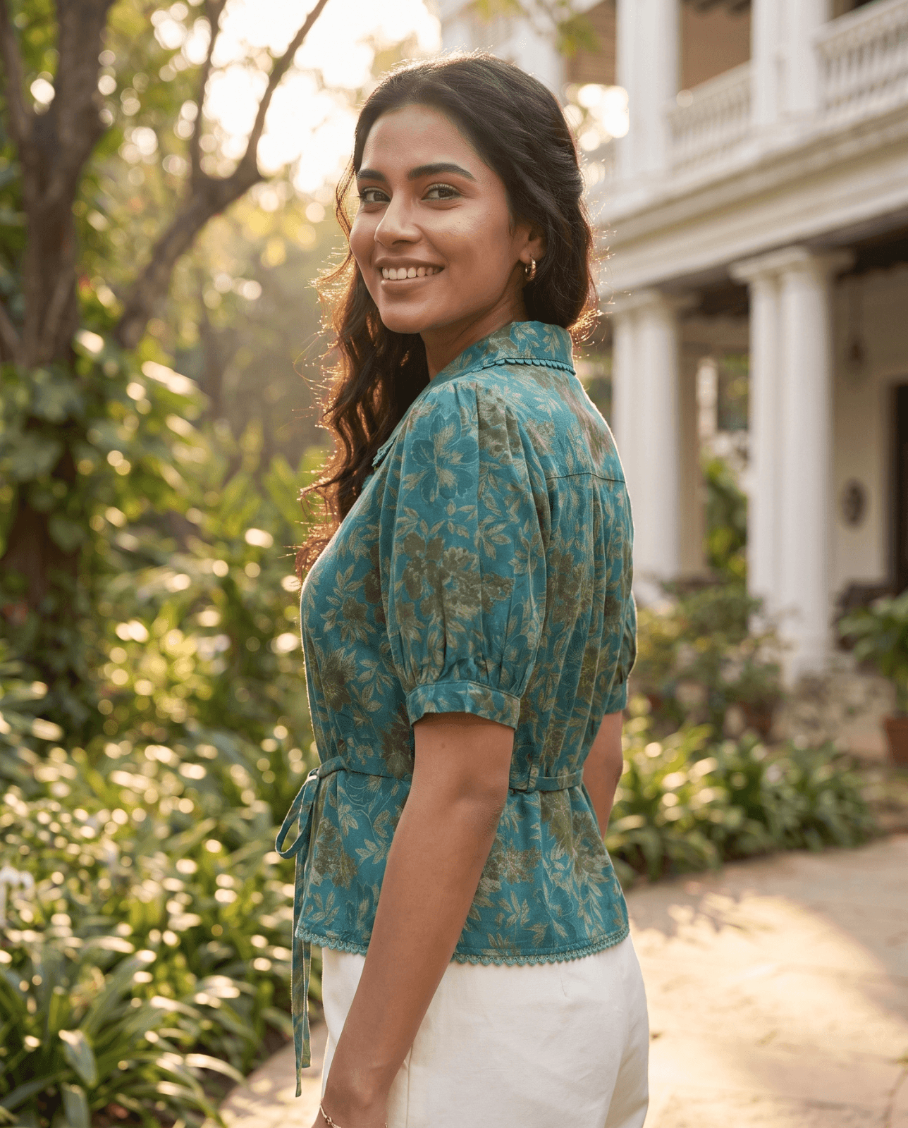 Pisces Zodiac Top | Jupiter Mystique Astrology Tee in Yellow & Sea Green - Image 2