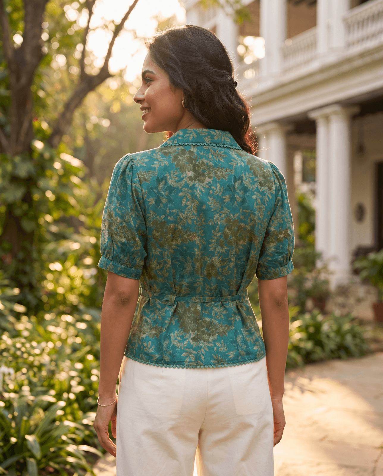 Pisces Zodiac Top | Jupiter Mystique Astrology Tee in Yellow & Sea Green - Image 3