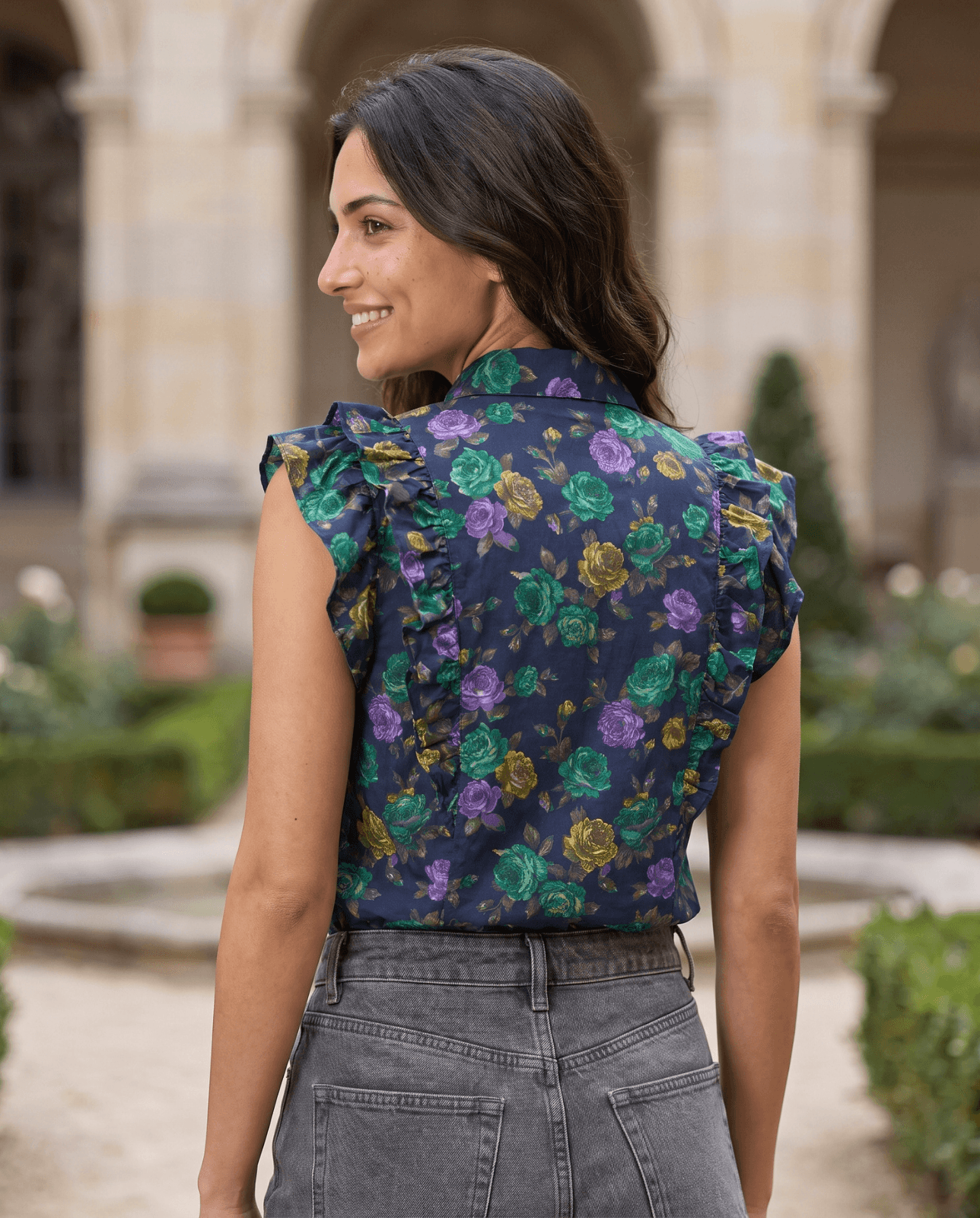 Saturn Planet Mastery Top | Shani Graha Top | Navy Charcoal Planetary Tee - Image 3
