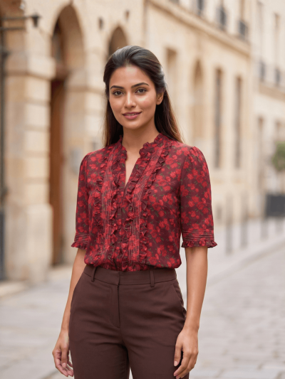 Scorpio Zodiac Top | Mars Power Astrology Tee in Red & Burgundy