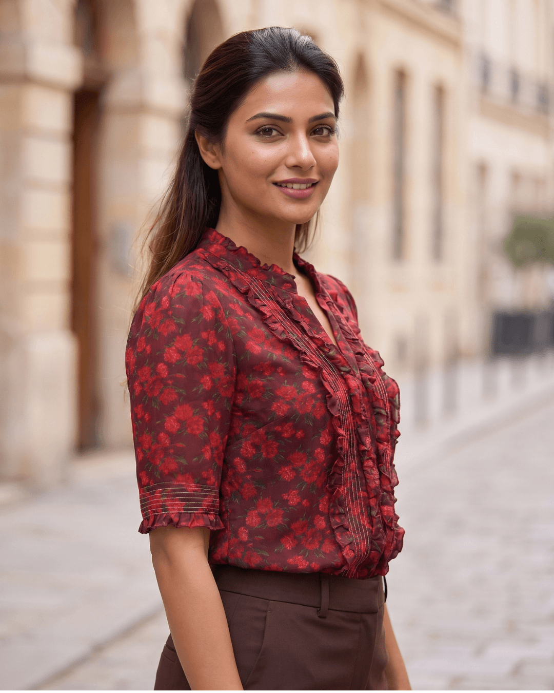 Scorpio Zodiac Top | Mars Power Astrology Tee in Red & Burgundy - Image 2