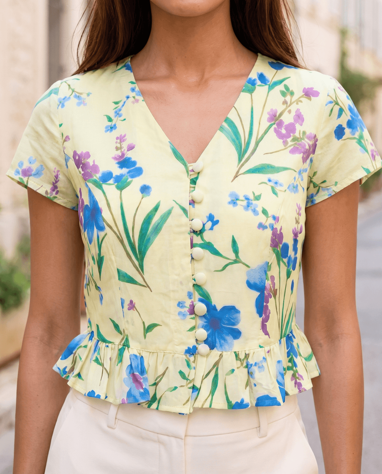 Sun Planet Radiance Top | Surya Graha Top | Ivory Blue Planetary Tee - Image 4