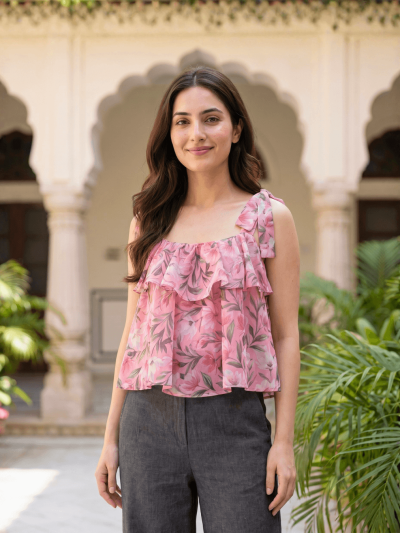 Taurus Zodiac Top | Venus Blessing Astrology Tee in White & Pink