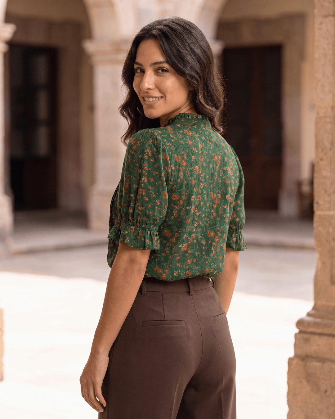 Virgo Zodiac Top | Mercury Clarity Astrology Tee in Green & Beige - Image 3