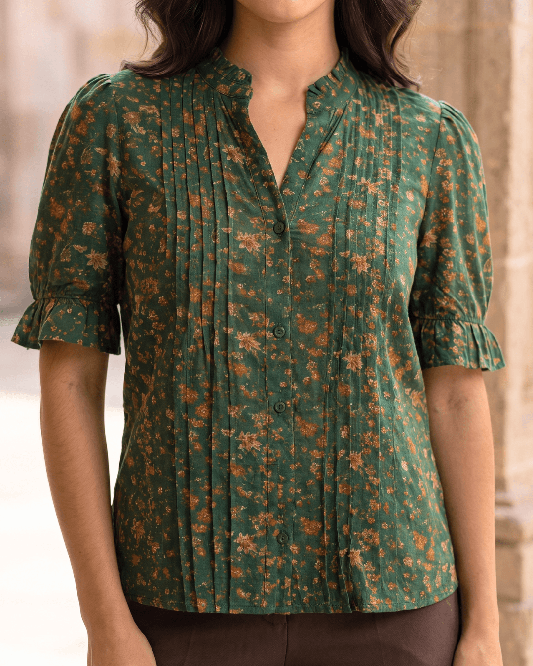 Virgo Zodiac Top | Mercury Clarity Astrology Tee in Green & Beige - Image 4